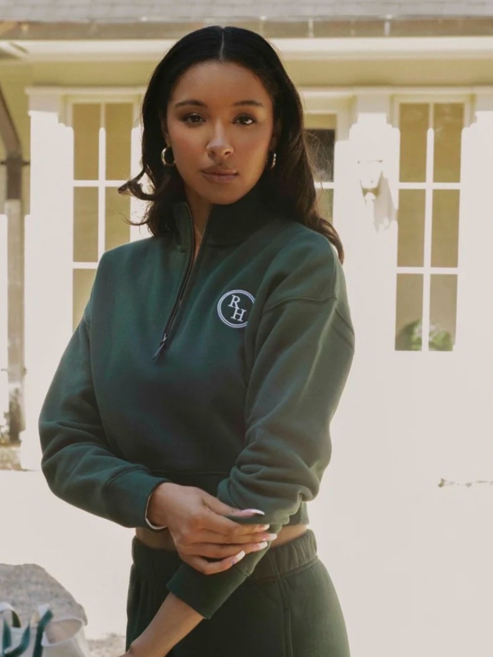 Recreational Habits Eli Crop Half-zip in Green Size small